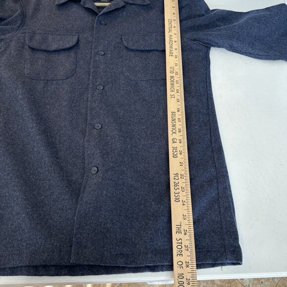 Pendleton The Original Board Shirt Mens Small Navy Blue Solid Virgin Wool Button - Picture 7 of 8